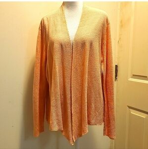 Eileen Fisher linen cardigan open front draped cardigan soft pink XL